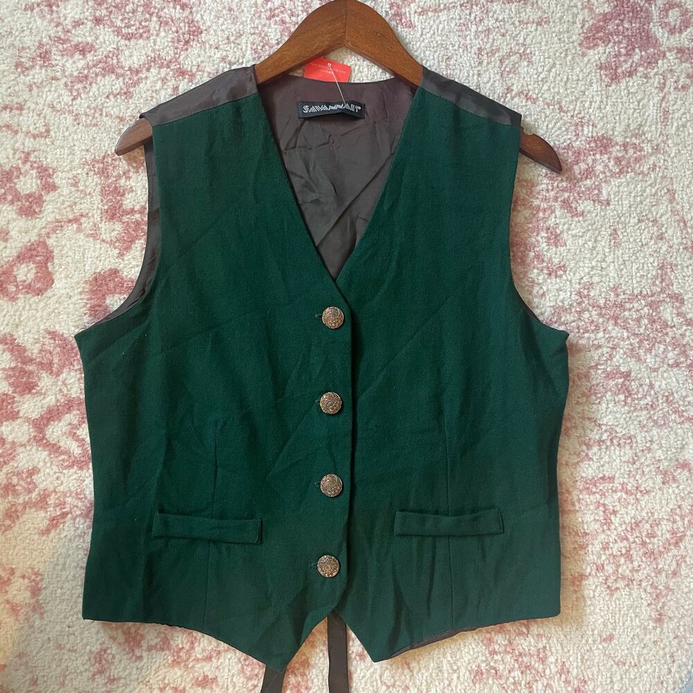 Vintage 80s‎ Forest Green Academia Vest